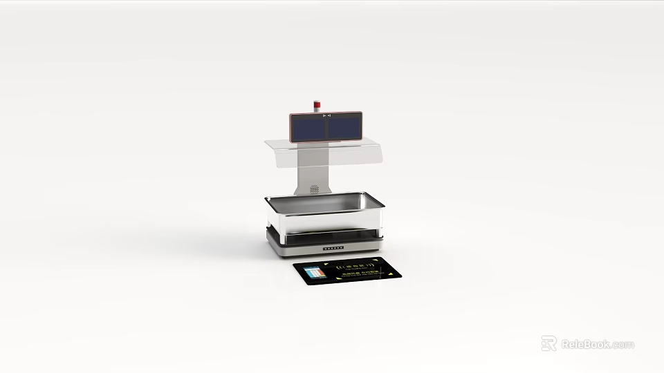 Automated Service Device With Display Screen Red Indicator Light Tray And Instruction Card 3d model 