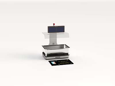 Automated Service Device With Display Screen Red Indicator Light Tray And Instruction Card 3d model