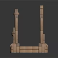 Wooden Building Blocks Constructed Castle Structure With Towers And Archway