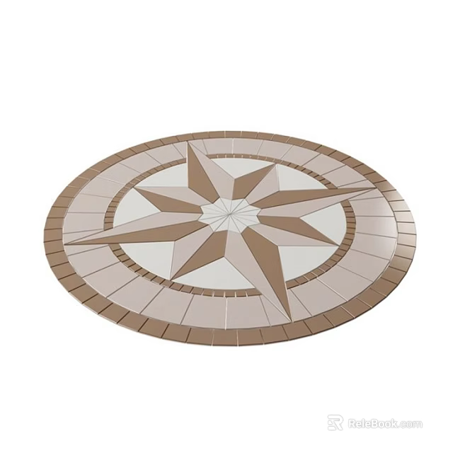 Wall Tile Design With Circular Star Pattern In Brown And White Colors 3d model 