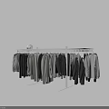 Clothing Rack with Multiple Hanging Clothes in Gray White and Black for Retail Store