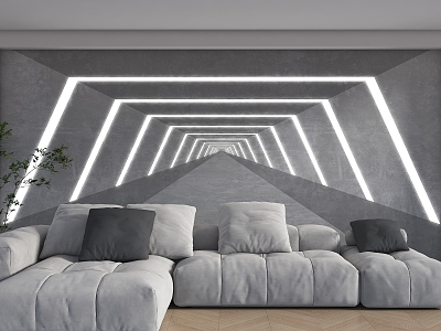 Live room background wall tunnel background wall sofa background wall time tunnel background multi-person bread sofa 3d model