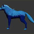 Mythical Blue Wolf Game Character With Glowing Fur And Mystical Patterns