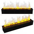 Modern Fireplace with Realistic Yellow Flame Effect and Black Sleek Interior Design 3d model