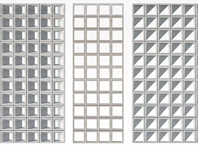 Decorative Room Dividers Featuring Three Different Geometric Grid Panel Designs For Interior Decoration 3d model