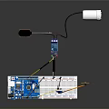 Electronic Experiment Setup With Breadboard Arduino Board Wires Components And Buzzer 3d model