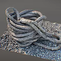 Coiled Thick Gray Woven Rope As Essential Practical Household Living Item