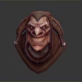 Game Movie Monster Character With Fierce Red Face Horns Sharp Fangs And Tentacle Decorations