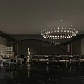 Luxury Private Room Interior Design With Chandelier Sofa And Dining Table Seats 3d model