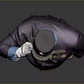 Man In Uniform Saluting With Badges Hat And Sword On Gray Background 3d model