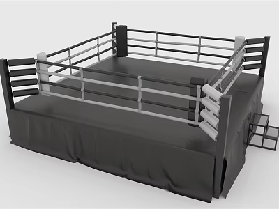 Professional Boxing Ring As Sports Equipment With Sturdy Platform Steps And Protective Ropes 3d model