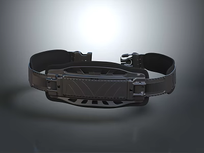 Black Adjustable Waist Belt With Durable Buckles And Functional Design 3d model