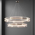 Modern White Double Ring Chandelier with Circular Design and Sleek Hanging Structure 3d model