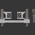 Ornate Metal Bed Frame With Carved Railings Decorative Columns And Dark Cushion Top