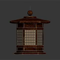 Traditional Wooden Hexagonal Lantern With Lattice Shade And Round Top Ornament Design
