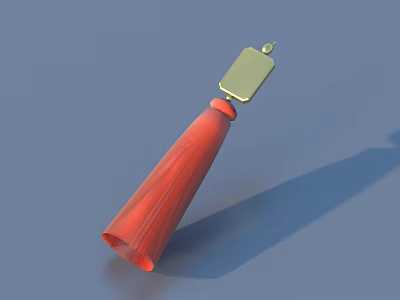 Stylish Red Cone Shaped Household Decorative Item With Gold Rectangular Tag 3d model