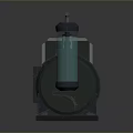 Industrial Mechanical Equipment Featuring Motor Pipes Filter Square Base And Blue Accents