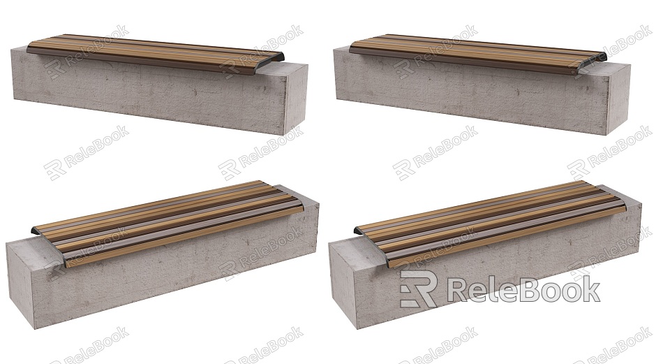 Modern Outdoor Landscape Seats Outdoor Landscape Bench Solid Wood Bench Seats Park Solid Wood Seats Wood Concrete Bench model