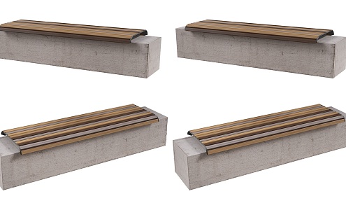 Modern Outdoor Landscape Seats Outdoor Landscape Bench Solid Wood Bench Seats Park Solid Wood Seats Wood Concrete Bench 3d model