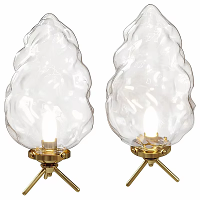 Modern Unique Shape Table Lamp With Transparent Glass Shade And Gold Base Illuminated 3d model