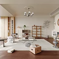 Middle Ancient Living Room Sofa Combination Coffee Table Carpet Leisure Sofa 3d model