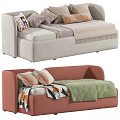 Modern Kids Bed With Colorful Pillows Soft Quilted Blanket And Upholstered Design