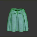 Light Blue Pleated Skirt with Large Bow and Textured Fabric Design