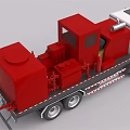 White and Red MAN Utility Truck With Cab And Cargo Bed For Equipment Transport