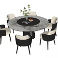 New Chinese Dining Table and Chair Round Dining Table and Chair 3d model