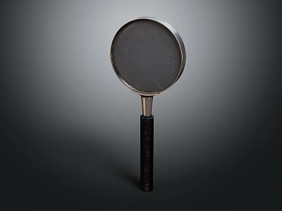 Vintage Magnifying Glass With Metal Frame And Black Handle On Dark Background 3d model