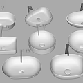 White Bathroom Sinks with Various Modern Designs and Different Shapes for Bathrooms 3d model