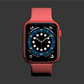 Stylish Smartwatch With Pink Strap Black Dial Blue Background White Numbers And Hands