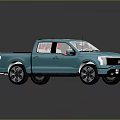 Turquoise Blue Modern Pickup Truck With Sunroof And Large Alloy Wheels