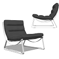 Modern Black Leather Leisure Chair With Sleek Metal Frame And Contemporary Comfortable Seating Design