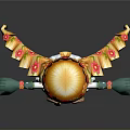 Game And Movie Character With Long Golden Hair Flower Decorated Headpiece Green Outfit Decorated Boots