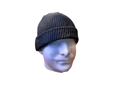 Black Knit Beanie Hat On Mannequin Head For Winter Warmth 3d model