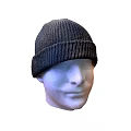 Black Knit Beanie Hat On Mannequin Head For Winter Warmth 3d model