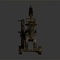 Vintage Rustic Industrial Mechanical Device With Large Wheels And Metal Structure