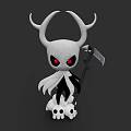 Game Movie Character Black And White With Horns Red Eyes Scythe And Skulls