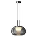 Modern Ribbed Glass Pendant Light With Illuminated Warm Glow And Sleek Metal Frame