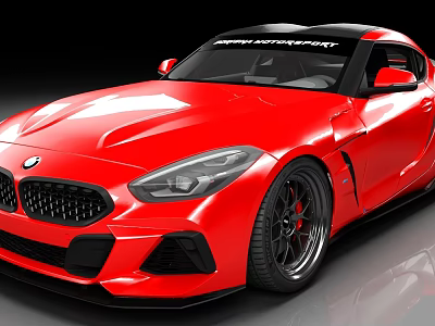 Red BMW Sports Car With Black Roof Spirit Motorsport Decal And Black Wheels 3d model