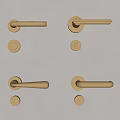 Golden Modern Door Handles With Lock Cylinders On Light Gray Background