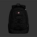 Black Backpack With Red Logo Multiple Pockets Adjustable Straps Functional Design