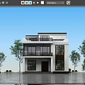 Modern Detached Villa Exterior Design With Two Story Balcony Large Windows And Wooden Door