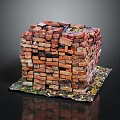 Unique Colorful Brick Cube Structure With Decorative Base And Artistic Details