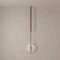 Minimalist Interior Pendant Light With Wooden Rod And Circular White Shade Design