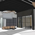 Modern Selfie Arts Exhibition Exterior With Black Walls Floral Patterns And Arched Openings