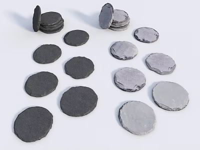 Round Stone Stepping Stones In Dark And Light Gray For Garden Path 3d model