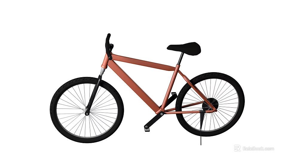 Copper Frame Bicycle With Black Wheels Seat And Minimalist Design 3d model 