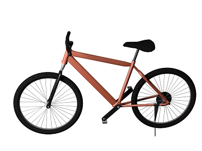 Copper Frame Bicycle With Black Wheels Seat And Minimalist Design 3d model